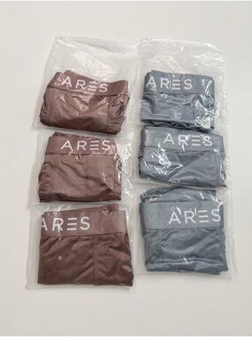 Ares Boxer Brief Silk Blend Lightweight Breathable 4 Way Stretch Blue Brown 6 Pk
